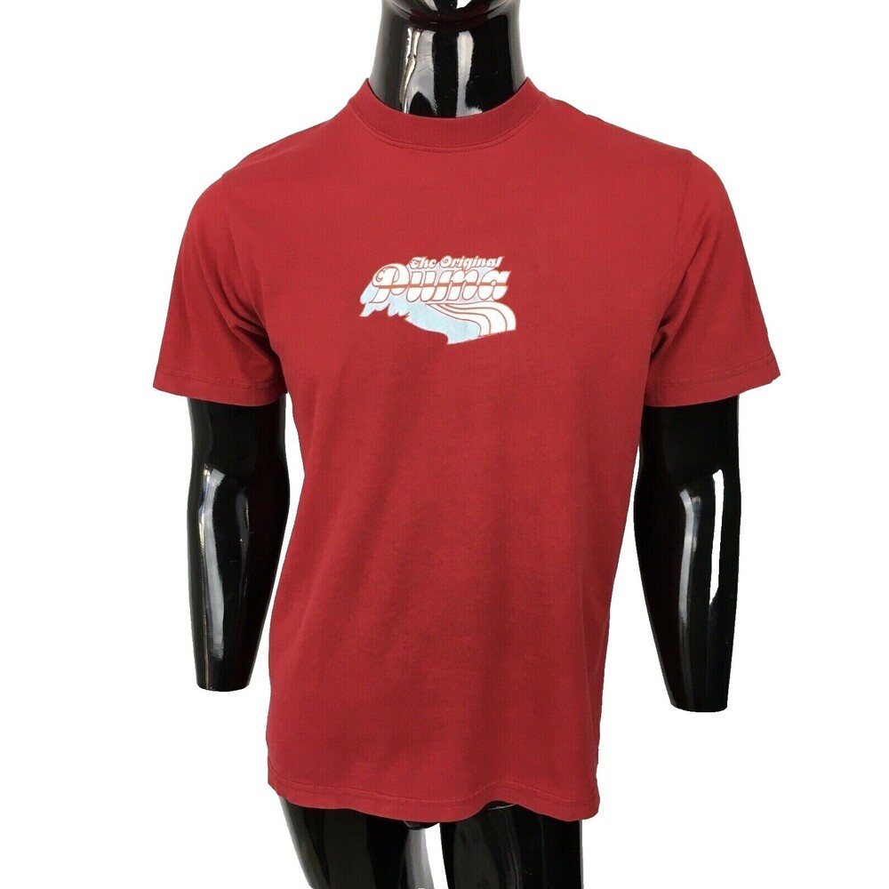 The Original Puma Vintage Burgundy Retro Distressed Surf Skate Tee Men's Small